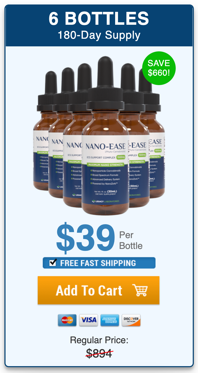 6 Bottles Nano Ease CBD Oil