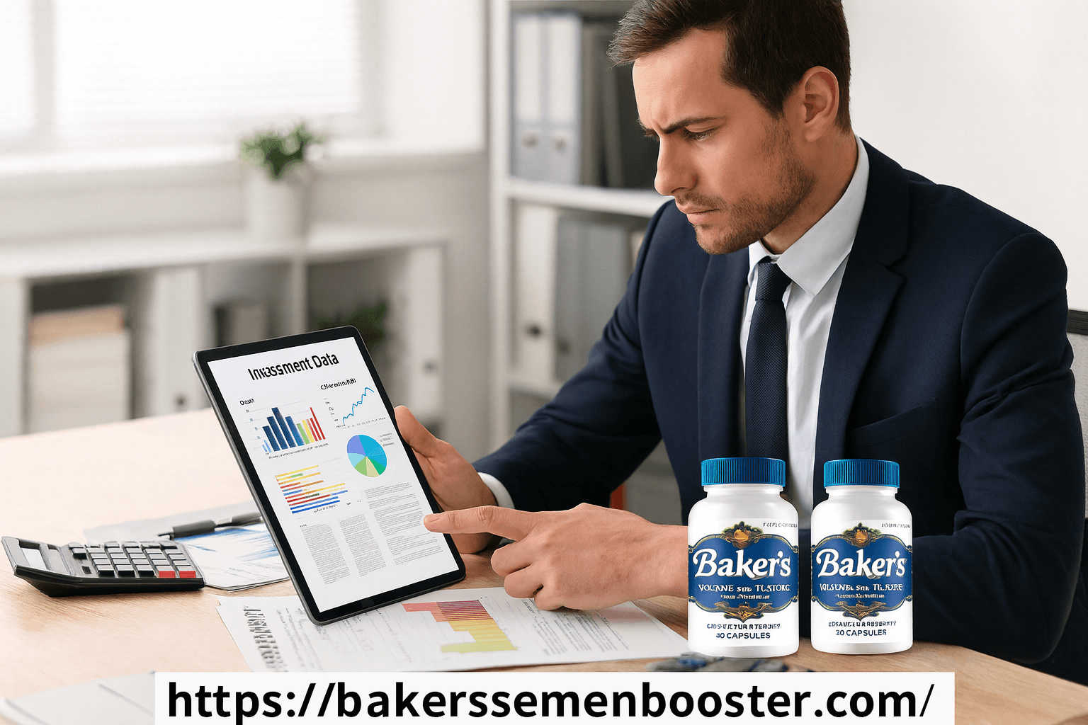 Financial investment analysis comparing Baker's Semen Booster costs versus natural methods on tablet.