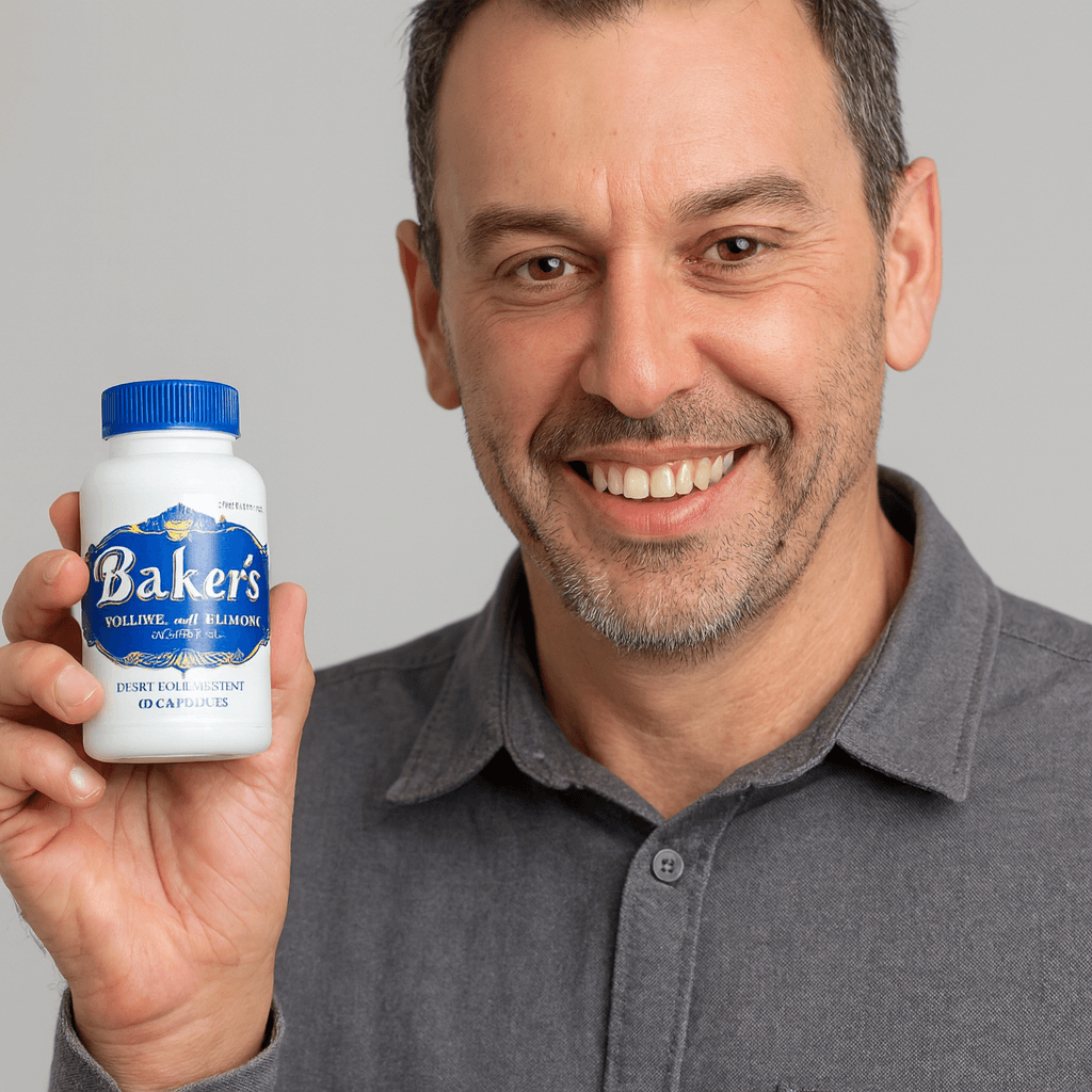 Brandon Mitchell from Seattle, Washington holding Baker's Semen Booster bottle - Customer testimonial