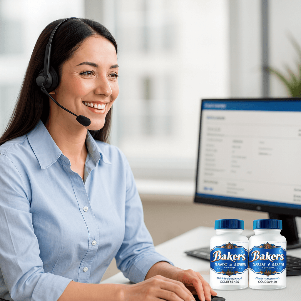 Customer service representative assisting satisfied customer