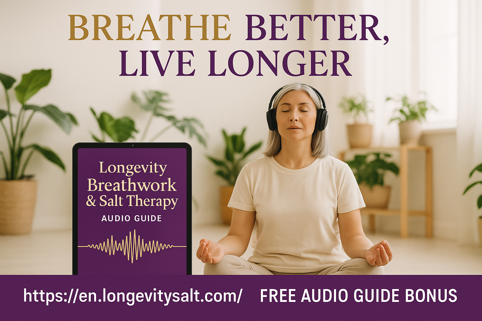 Longevity Breathwork and Salt Therapy free audio guide bonus with purchase