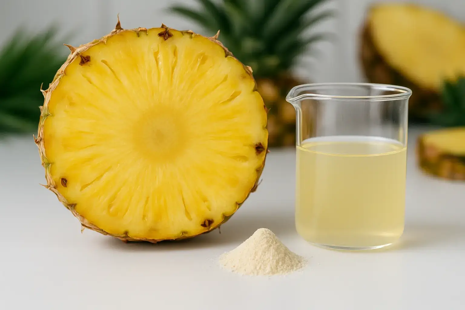 Pineapple stem extract bromelain showing natural enzyme ingredient for flavor enhancement and intimate wellness