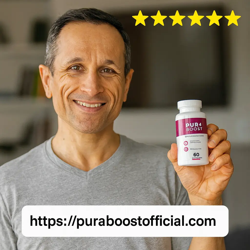 Daniel R. from Dallas holding Pura Boost supplement - 5-star verified customer testimonial