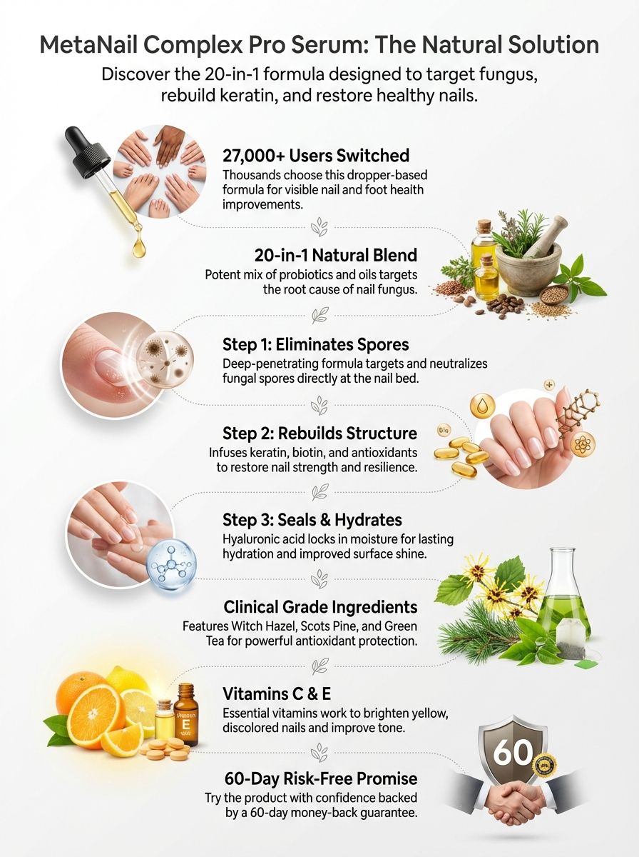 MetaNail Complex Pro Serum ingredients label with 20-in-1 natural formula