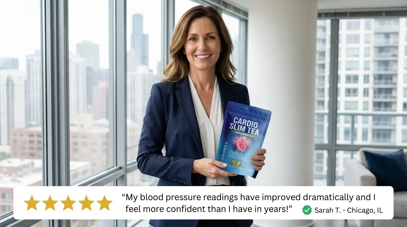 Jackie L verified customer testimonial Cardio Slim Tea blood pressure improvement and confidence Chicago IL USA cardioslimteaofficial.com
