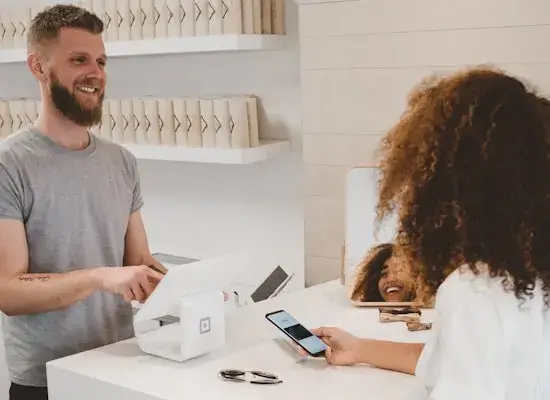 Happy customer enjoying tea