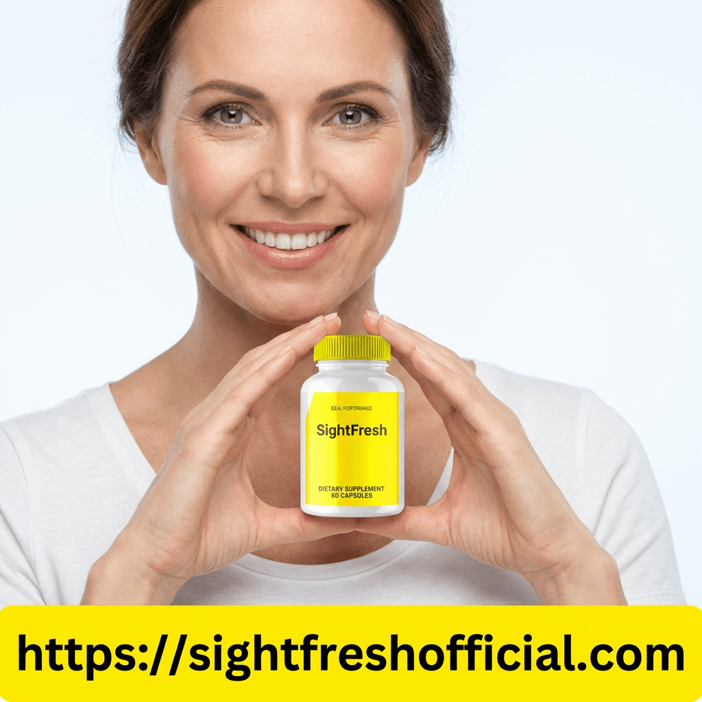 Gina Stein holding SightFresh supplement bottle - sightfreshofficial.com