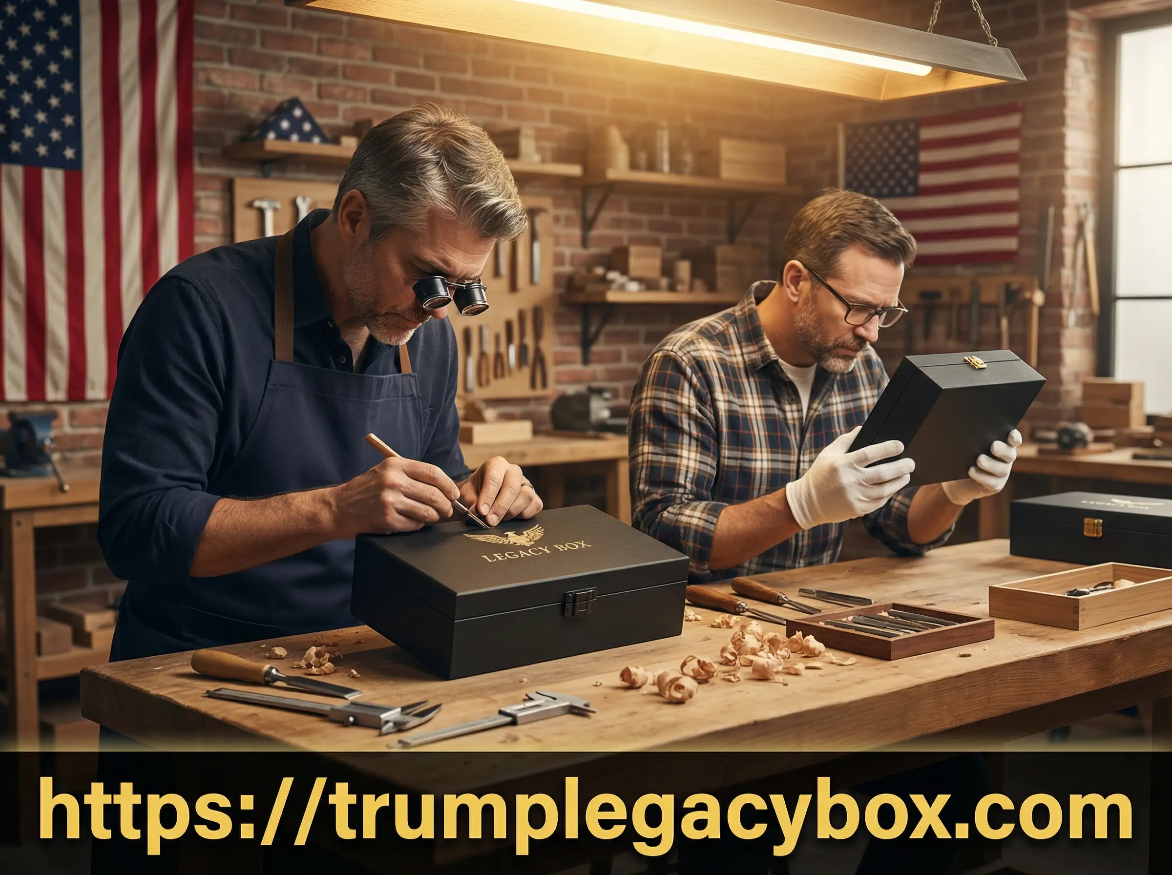 American craftsmen team working on premium collectibles in workshop