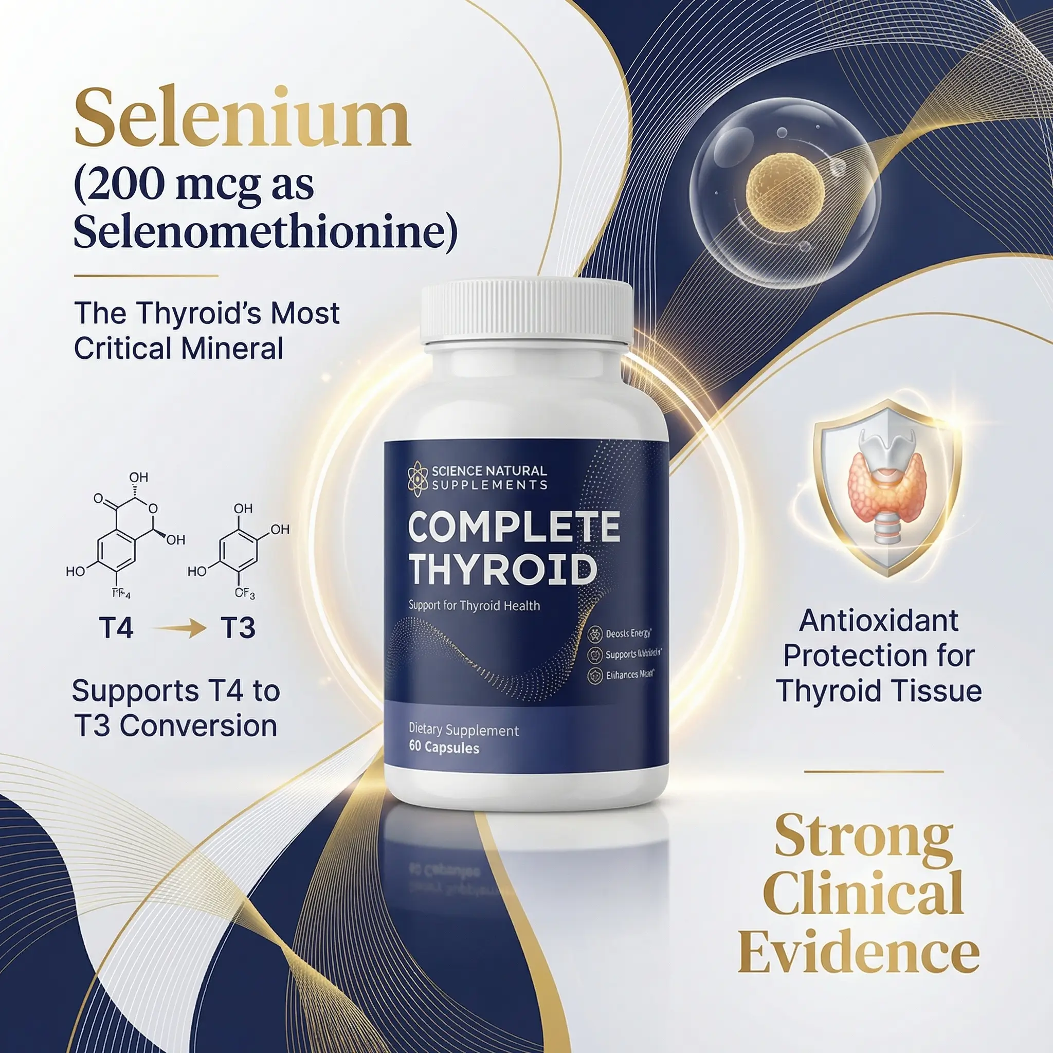 Complete Thyroid bottle highlighting selenium selenomethionine ingredient