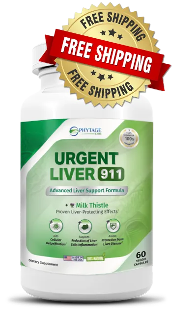 Urgent Liver 911 supplement bottle by PhytAge Labs for liver health and detox