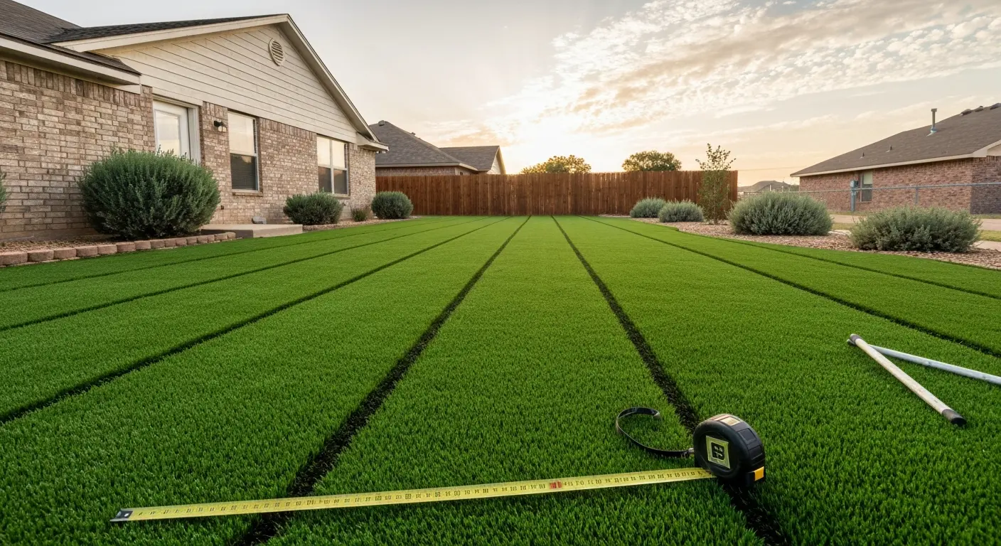 Artificial turf residential yard