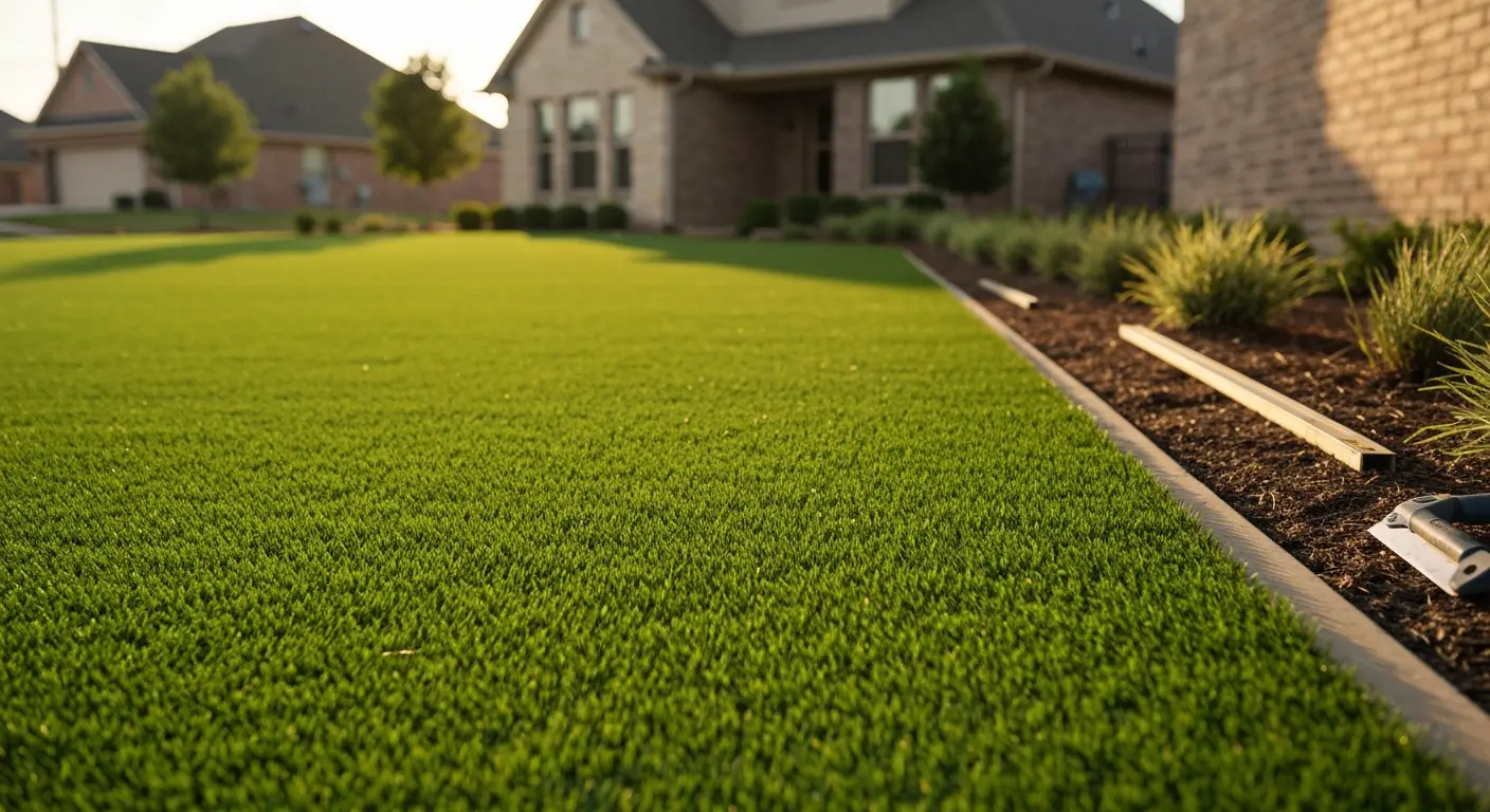 Residential artificial turf lawn in OKC
