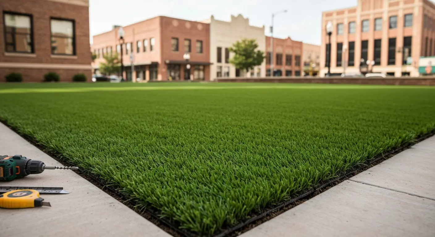 Commercial artificial turf courtyard in OKC