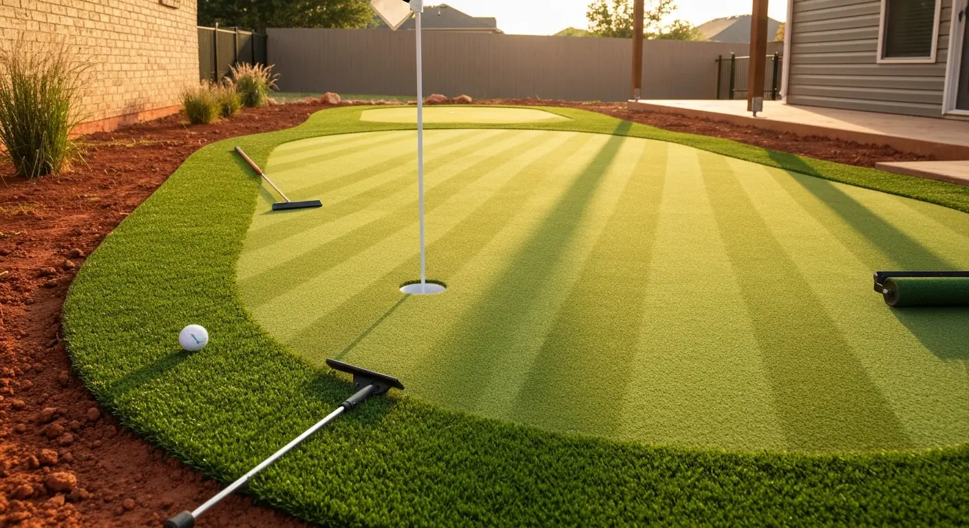 Custom putting green installation in OKC