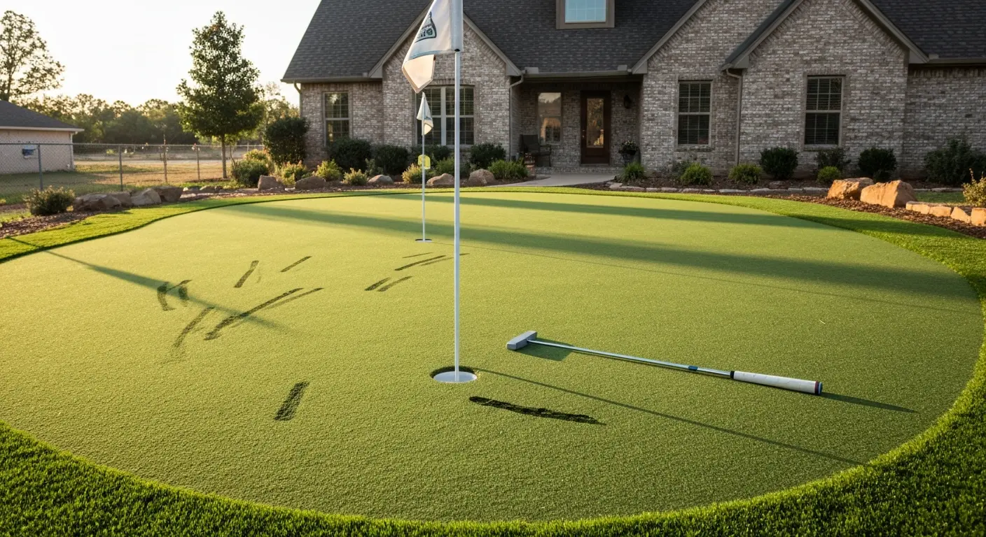 Custom artificial turf putting green for residential property