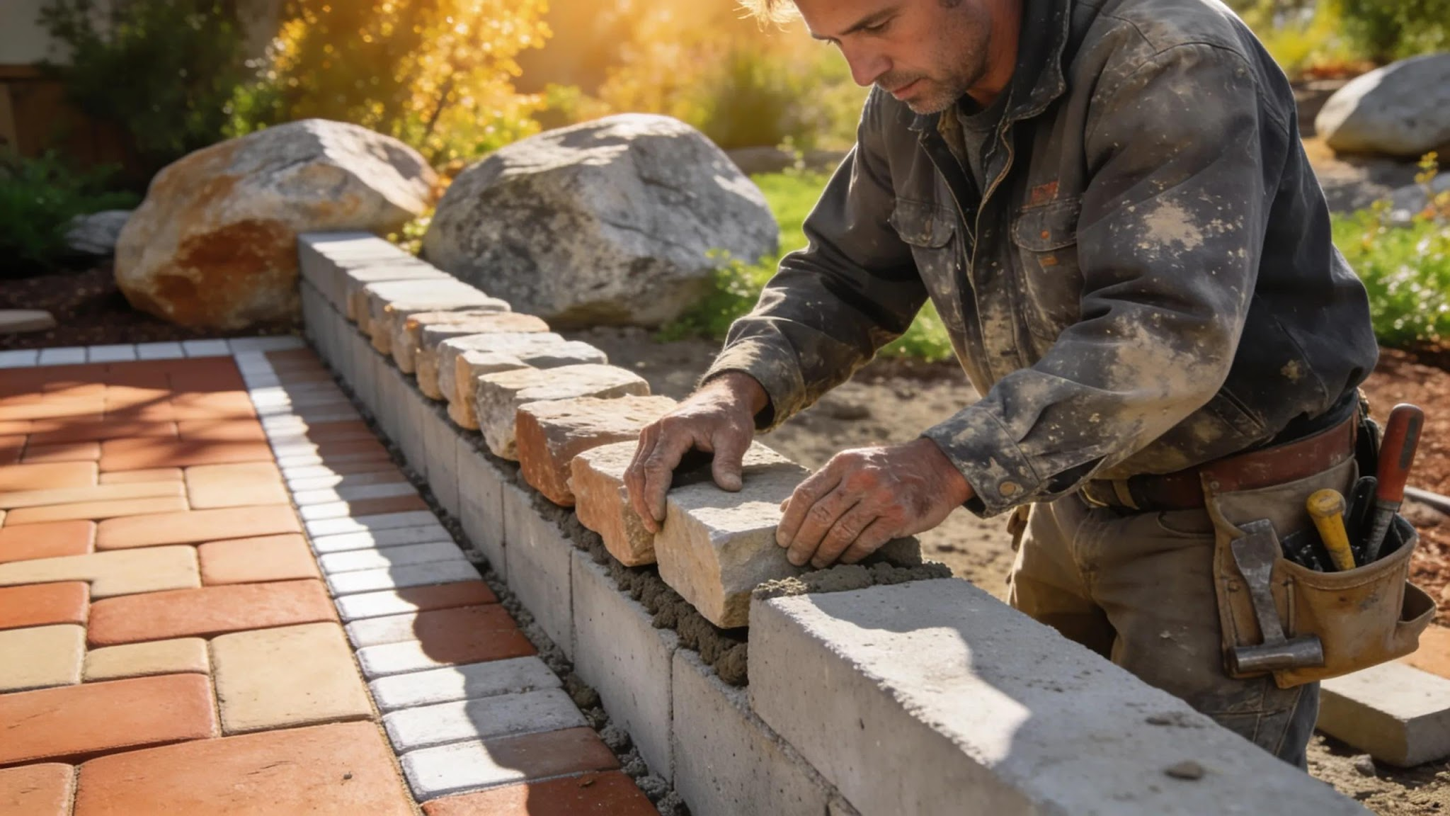 Natural stone pavers brick and other hardscape materials