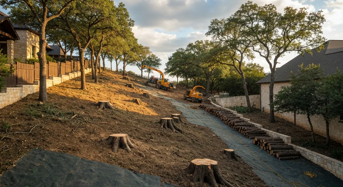 Tree removal on hillside
