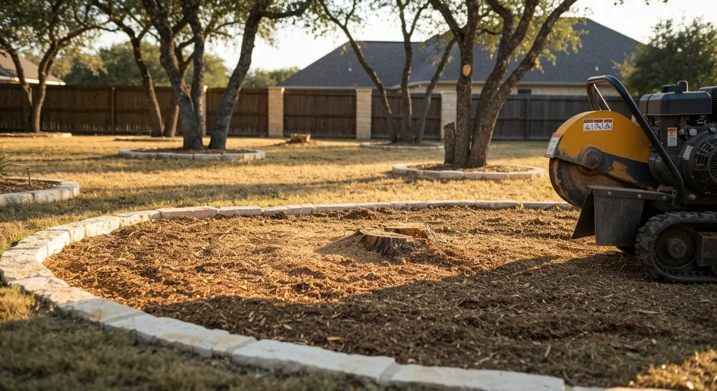 Stump grinding service in progress