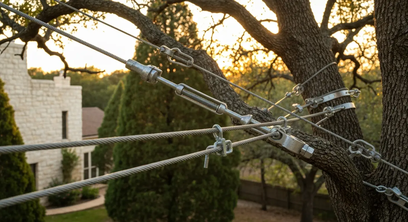 Tree cabling and bracing installation