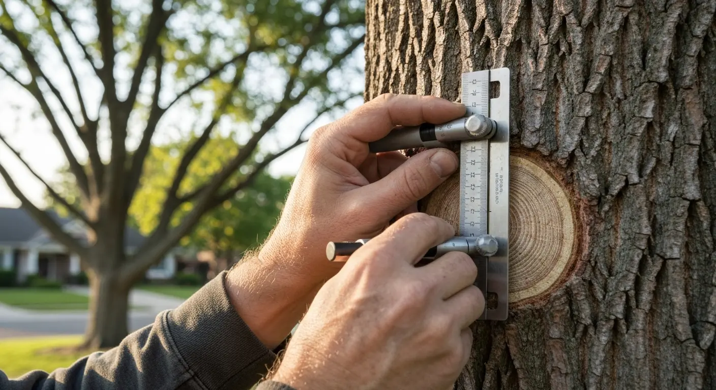 Arborist inspecting tree health