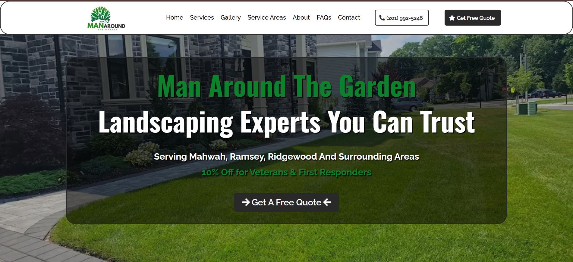 Landscaping website built by BlueFix Digital for Man Around The Garden