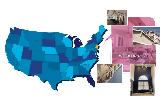 Map of Noel Painting Services LLC coverage area in Willingboro, NJ