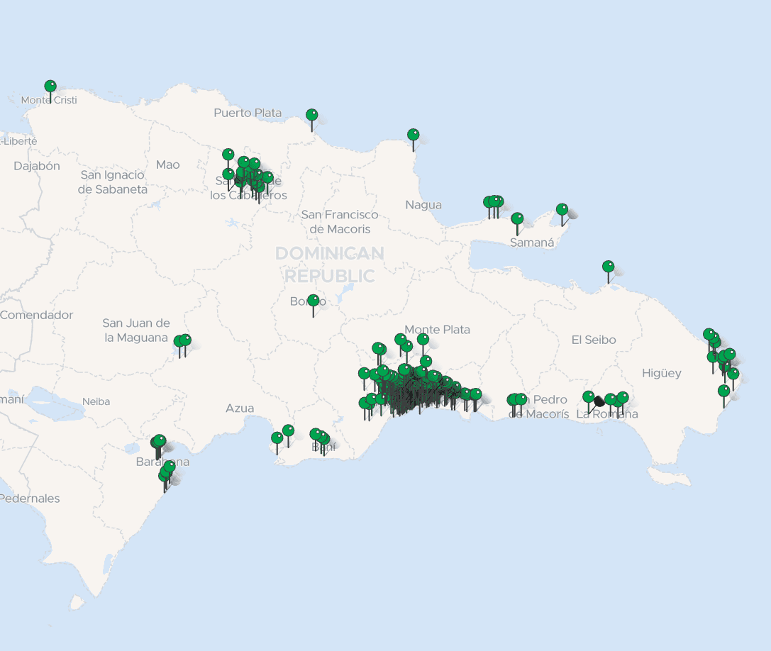 Mapa de República Dominicana con las tasaciones realizadas por Tasalo