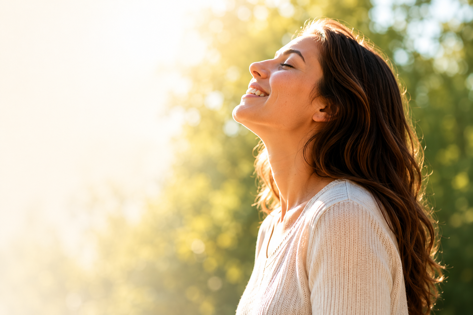 Woman smiling with renewed energy