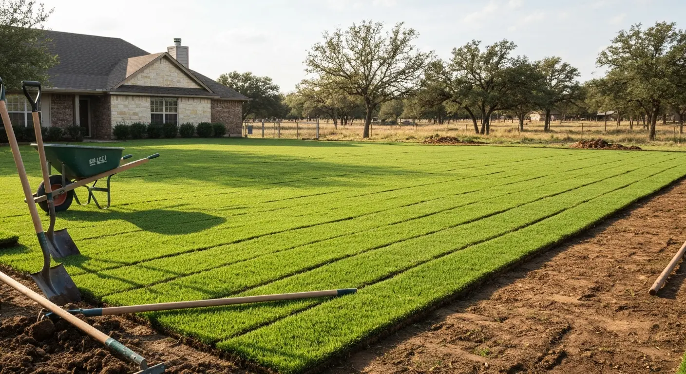 Fresh sod installation in Poolville