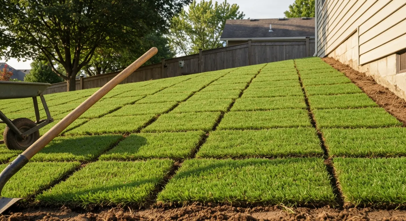 Slope sod installation