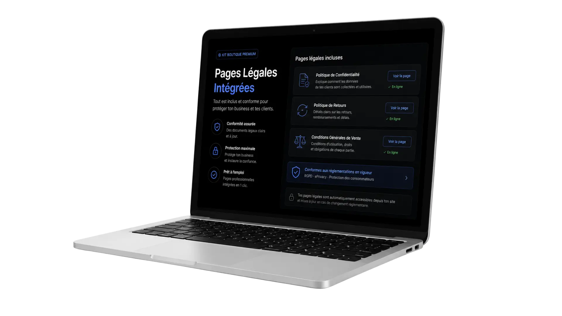 Mockup Pages Légales Intégrées