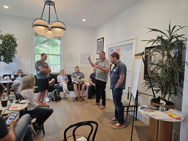 Steve Schwab working with a small group