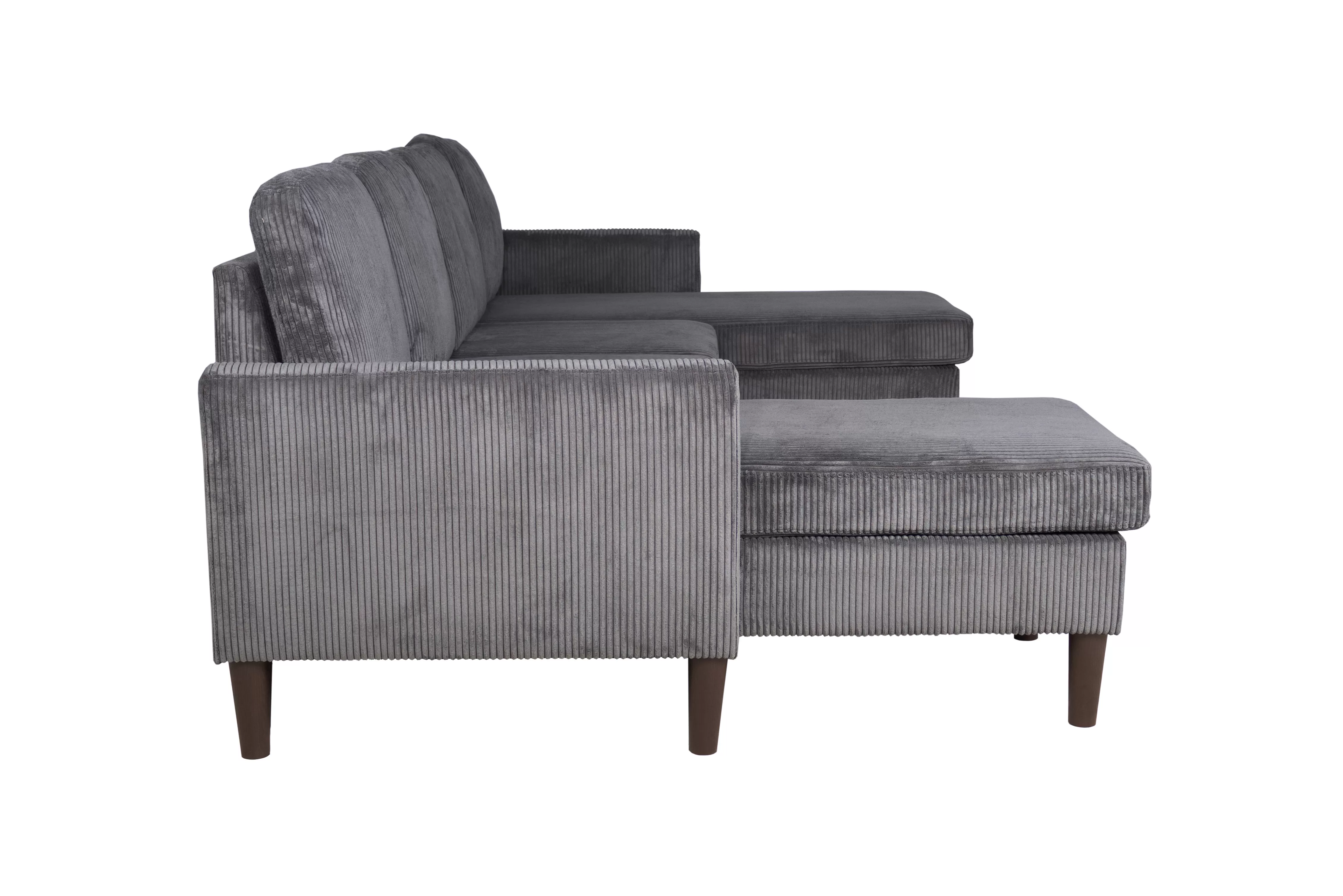 3 Piece Sectional Dark Gray angle 2