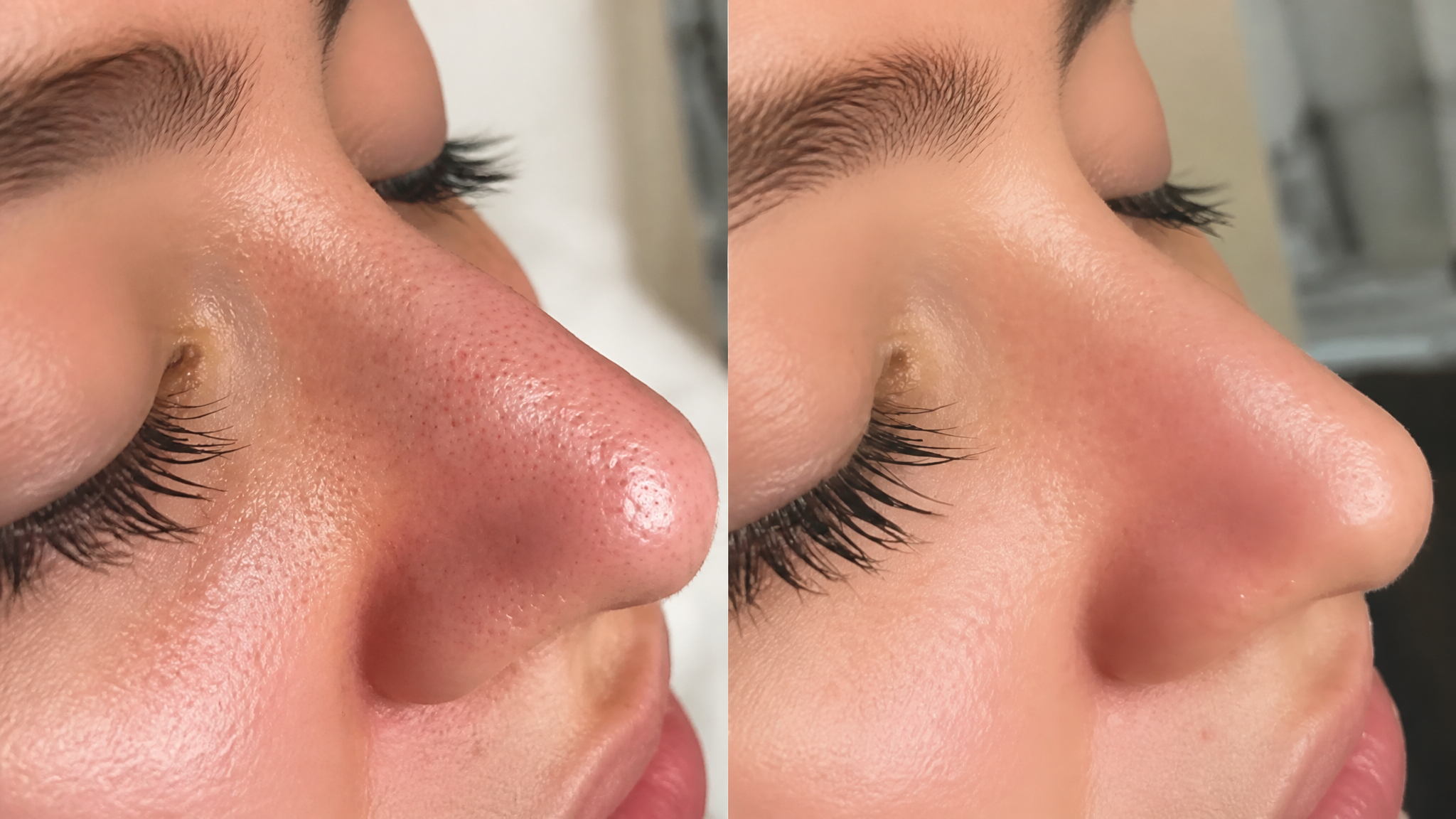 Huid voor en na een HydraFacial behandeling bij SieroSanto in Ieper