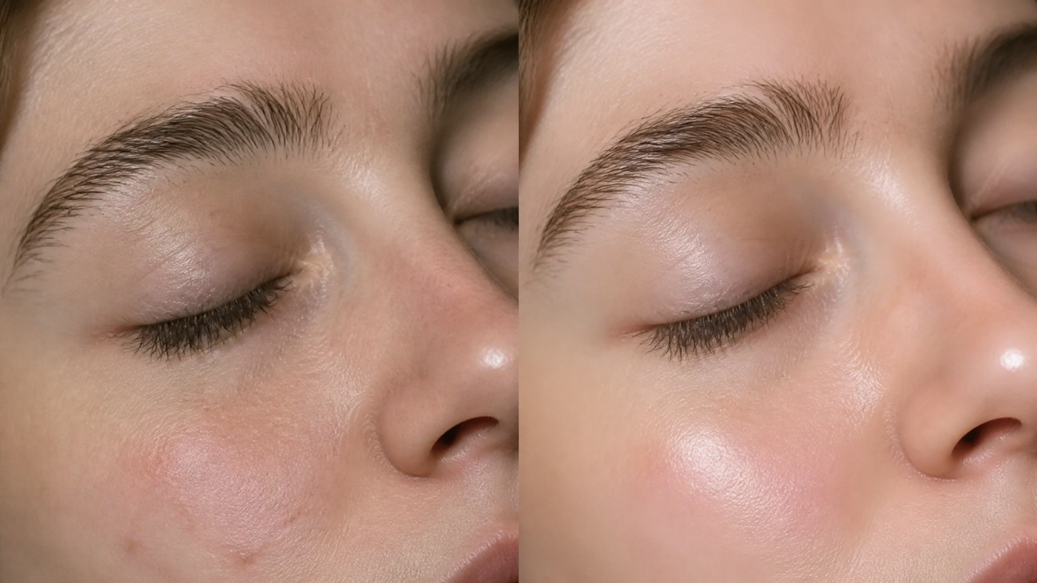 Huid voor en na een HydraFacial behandeling bij SieroSanto in Ieper