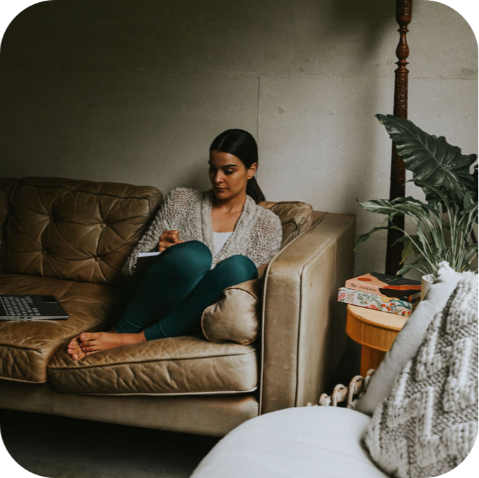 Journaling on the couch