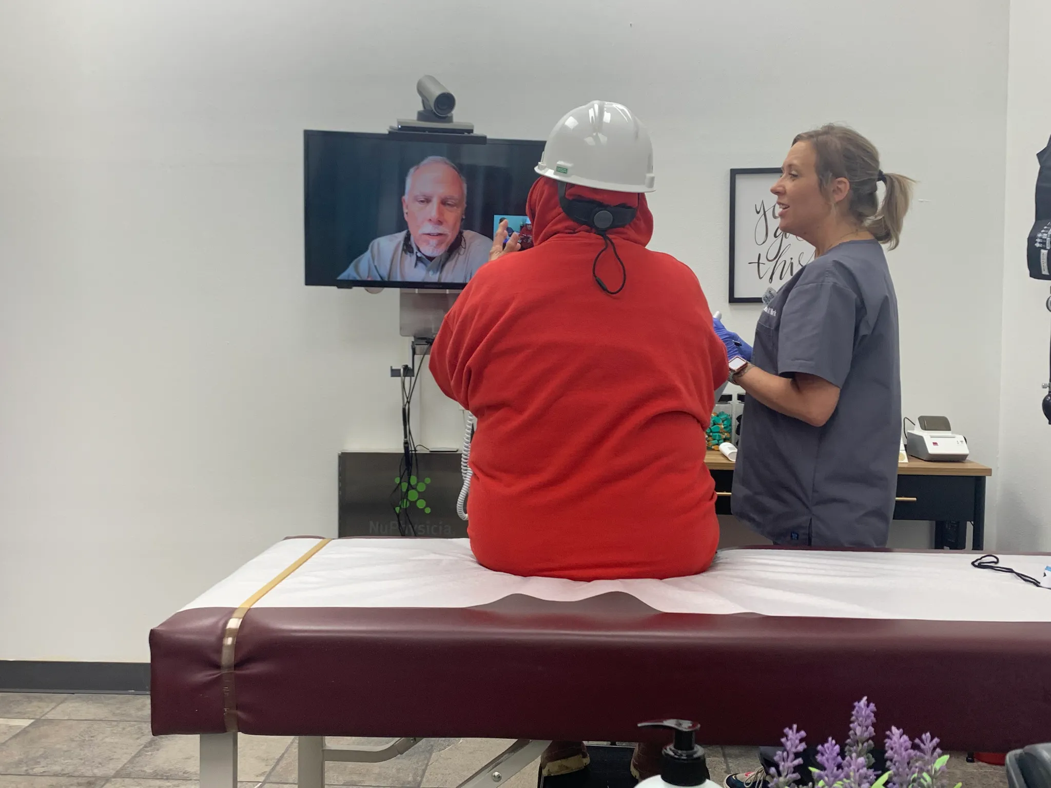 Medic on telemedicine video call