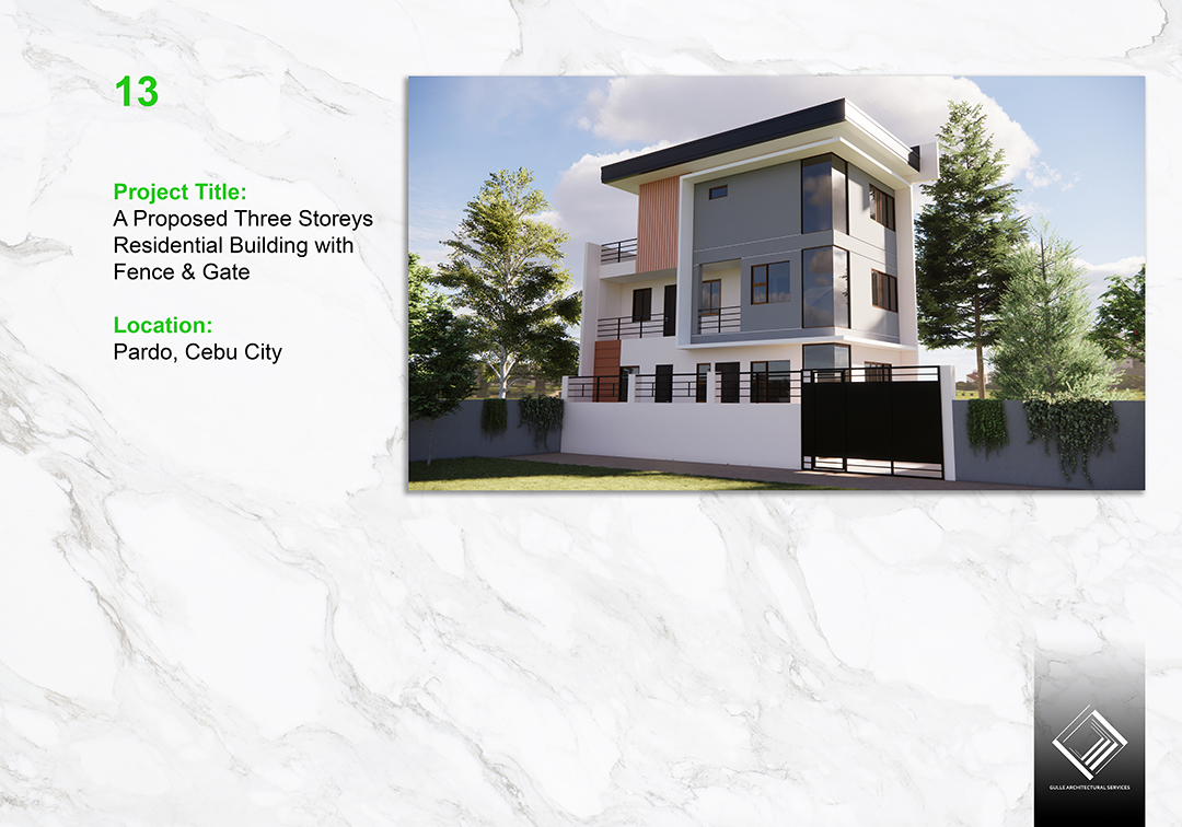 Proposed Three Storeys Residential Building with Fence & Gate - architecture Cebu
