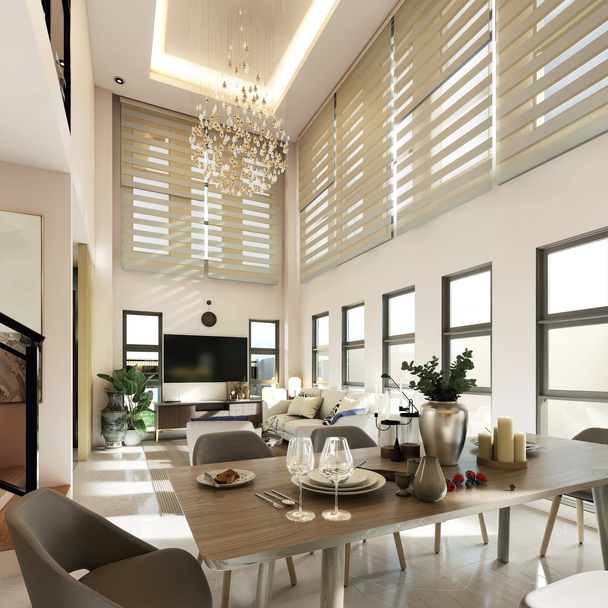 Double-Height Living Lounge & Dining Perspective