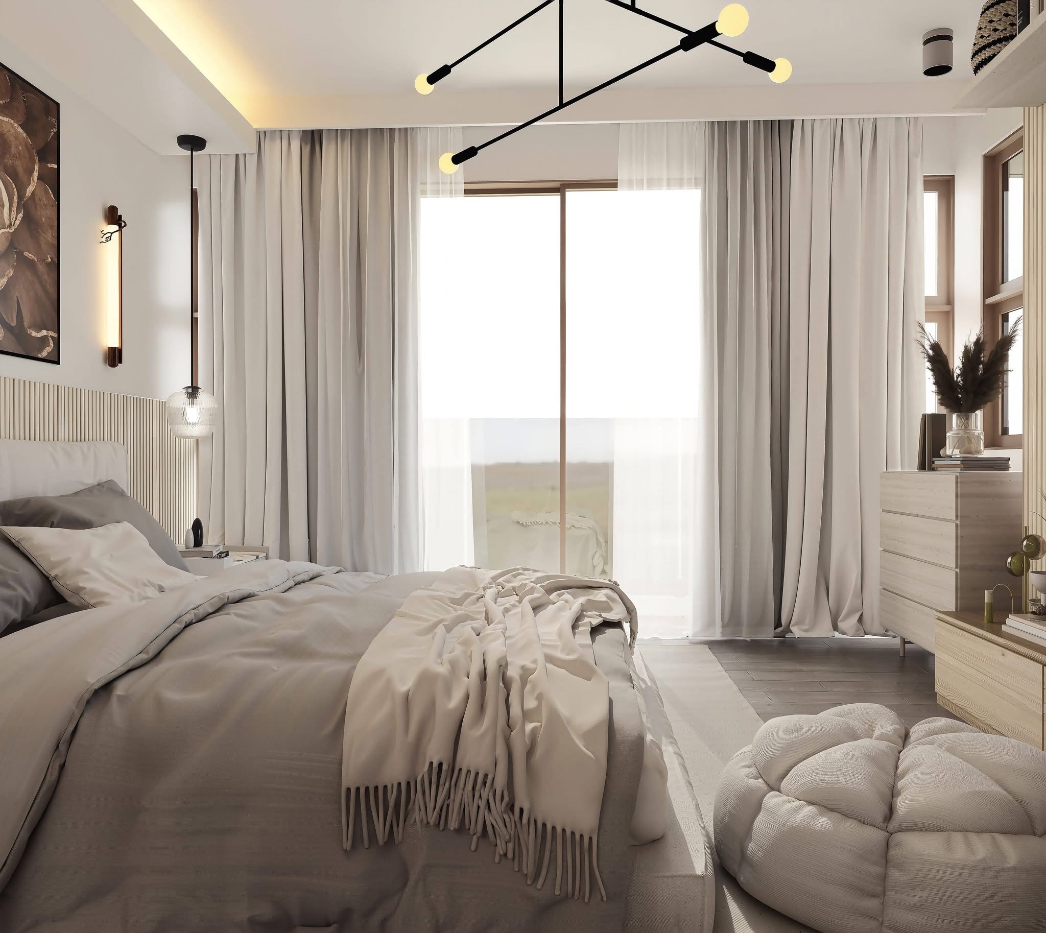 Master Suite Architectural Headboard & Ambient Lighting