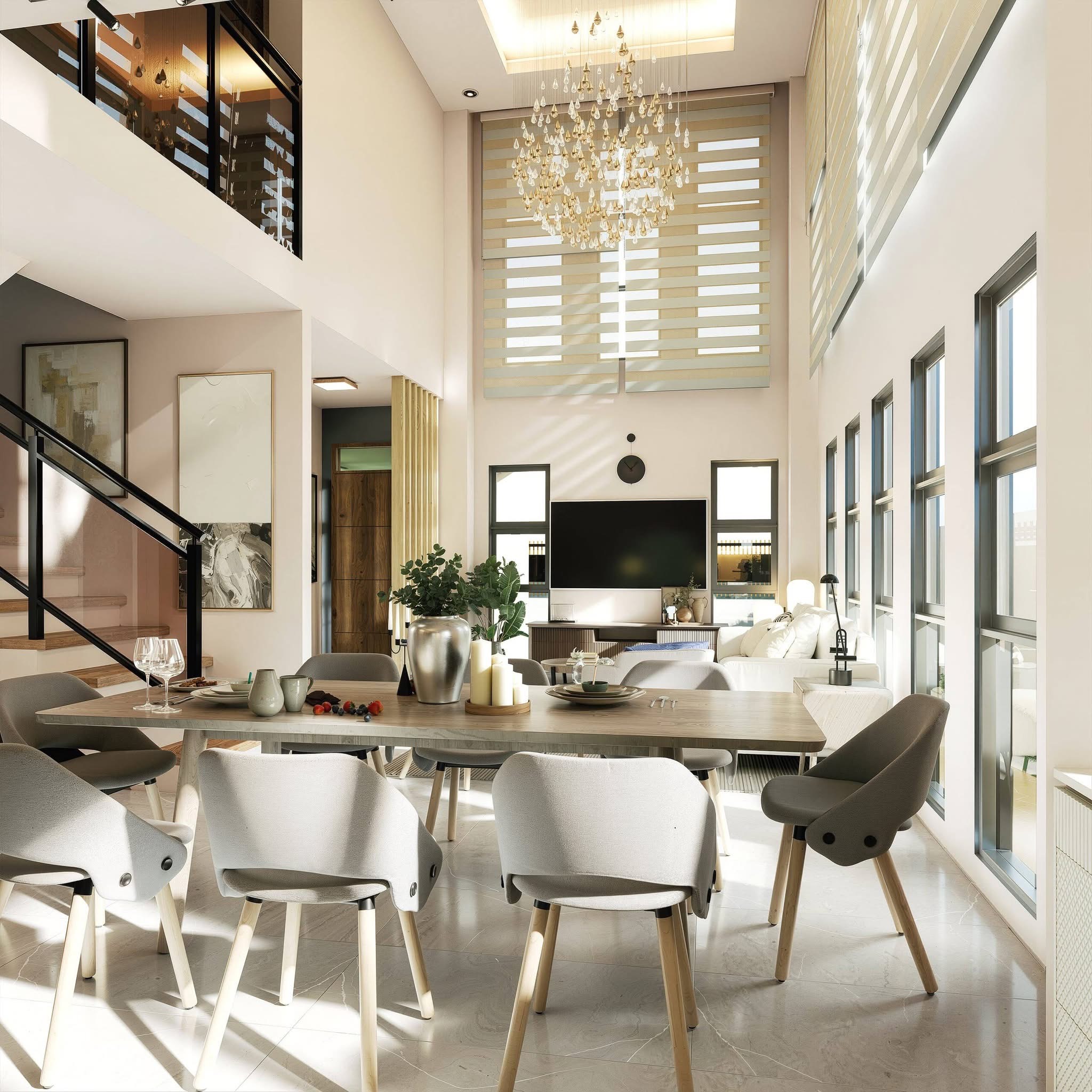 Double-Height Grand Living & Dining Hall