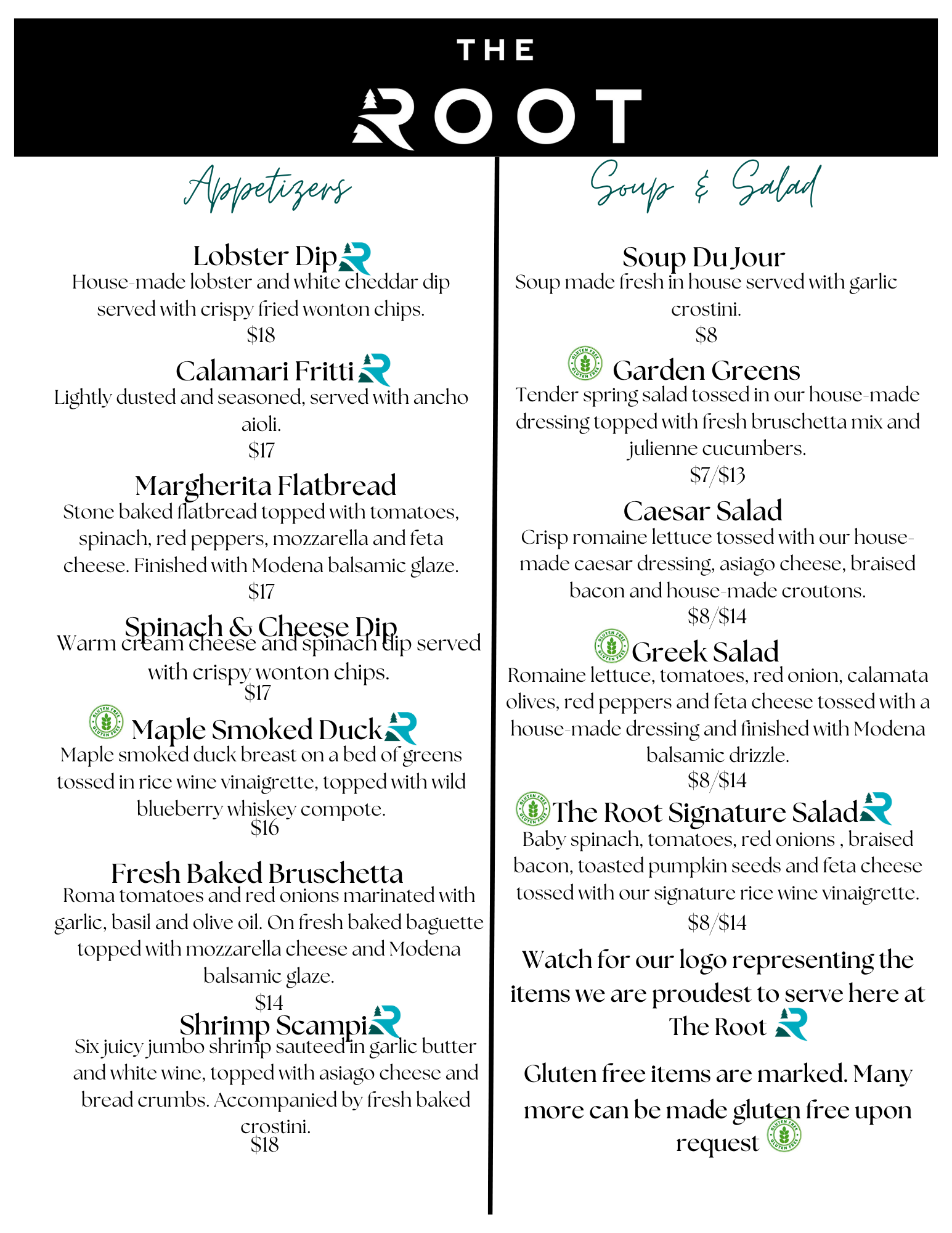 Sault Ontario Appetizer & Salad Menu