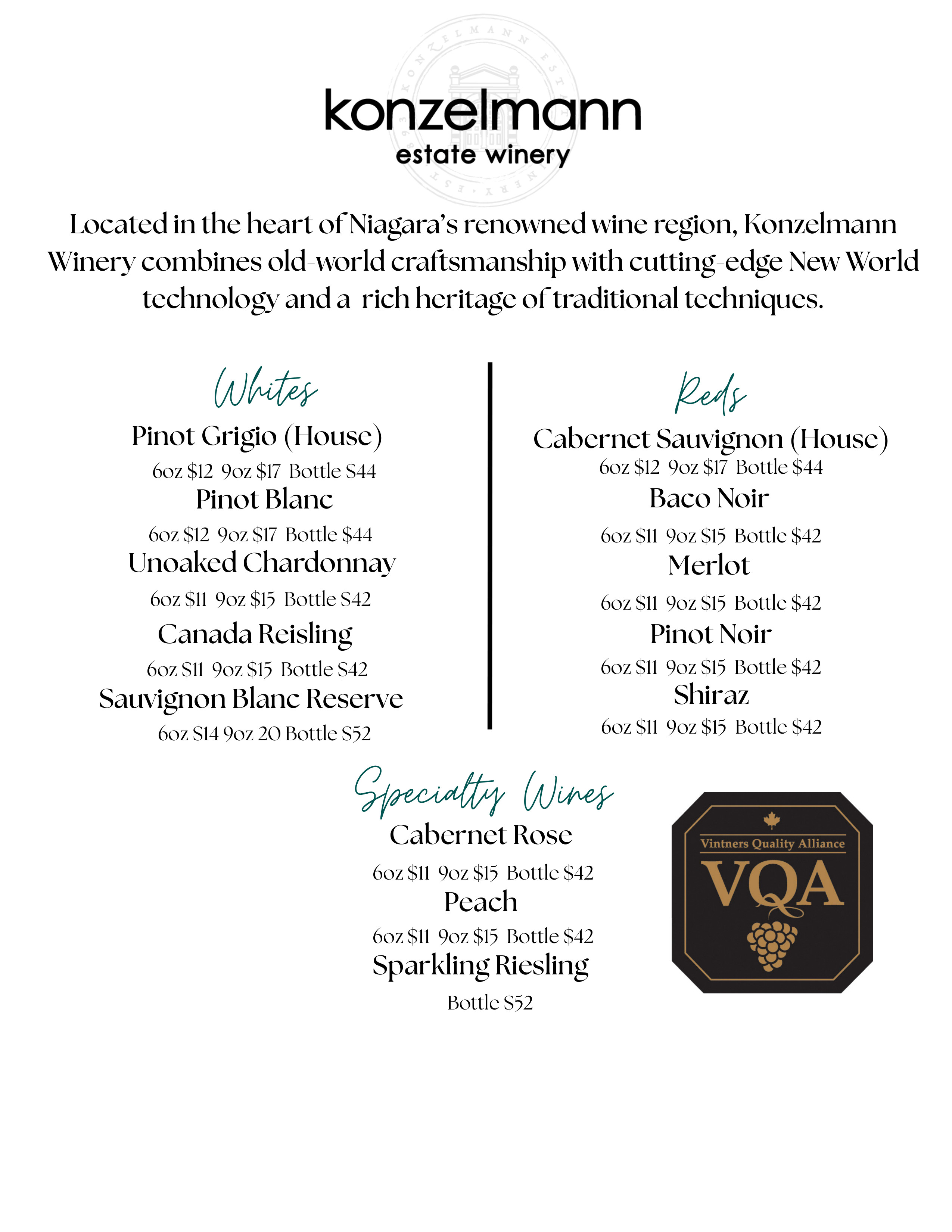 Sault Ontario Wine List