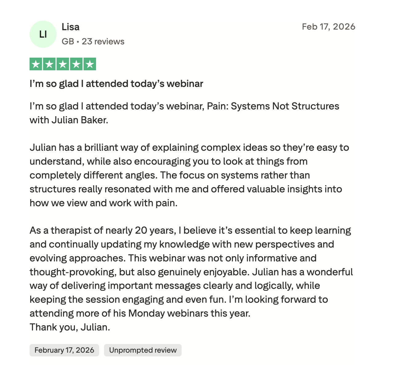 Trustpilot review