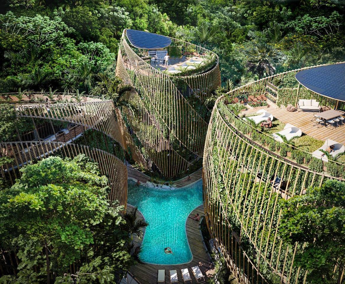 Résidences écoresponsables à Miches en République Dominicaine avec architecture moderne, environnement naturel protégé et opportunité d’investissement immobilier dans les Caraïbes.