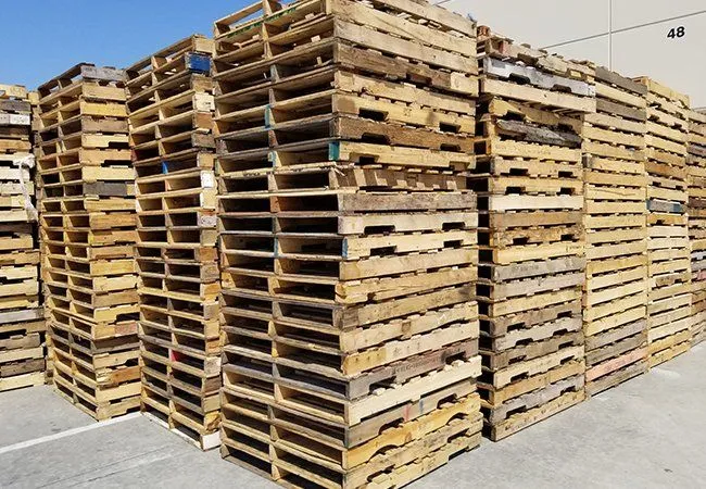 Pallet stacks marked with lot numbers