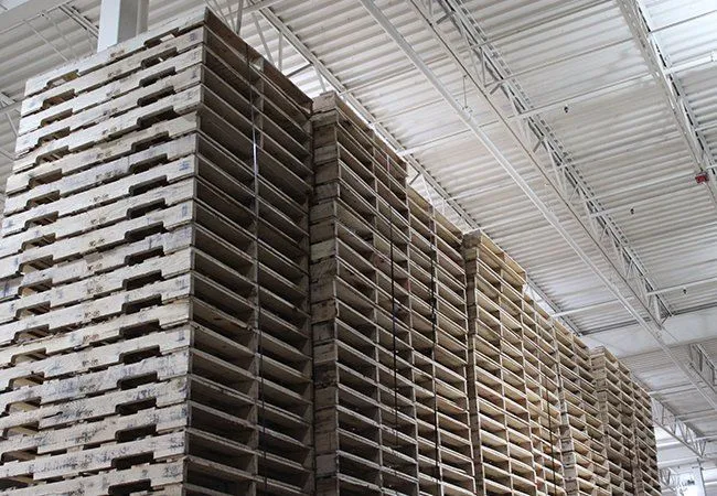 Pallet stacks inside a warehouse