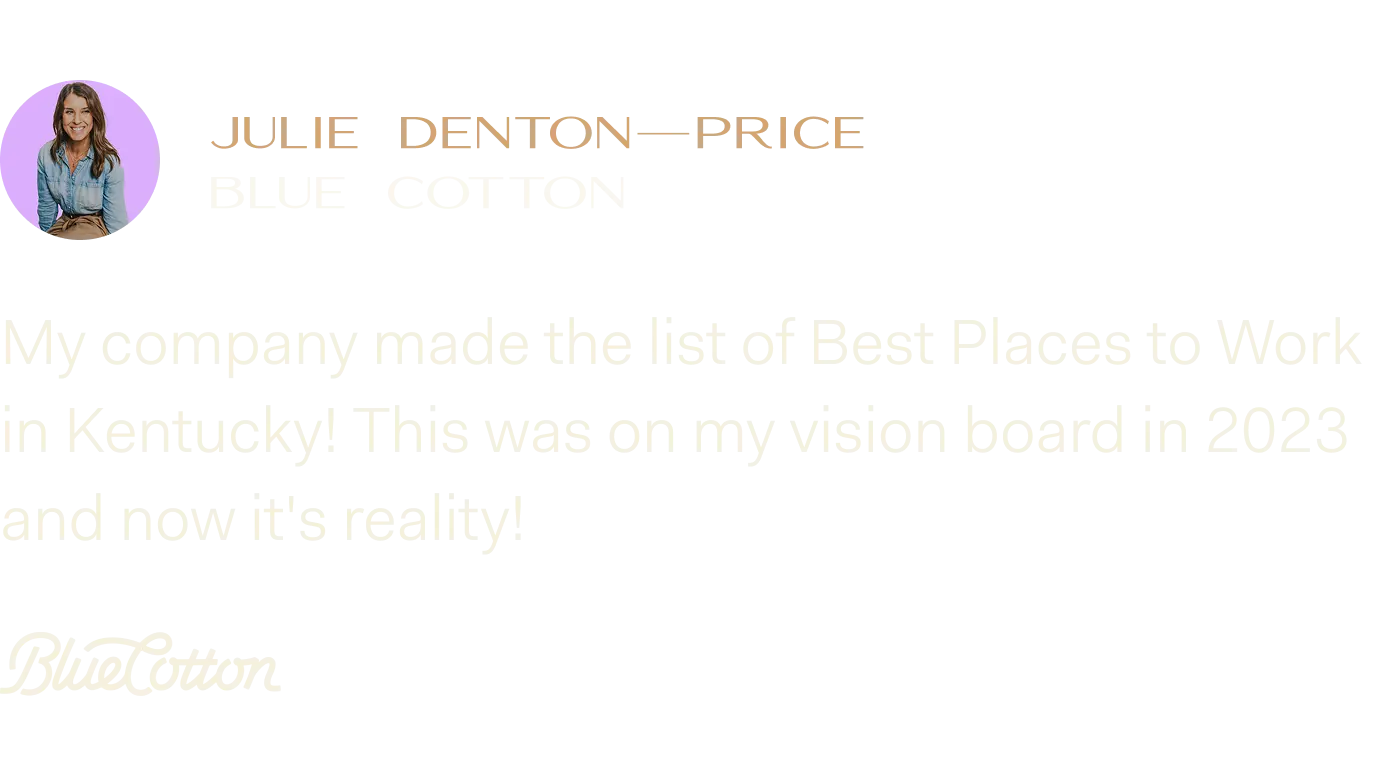 Testimonial from Julie Denton-Price, Blue Cotton
