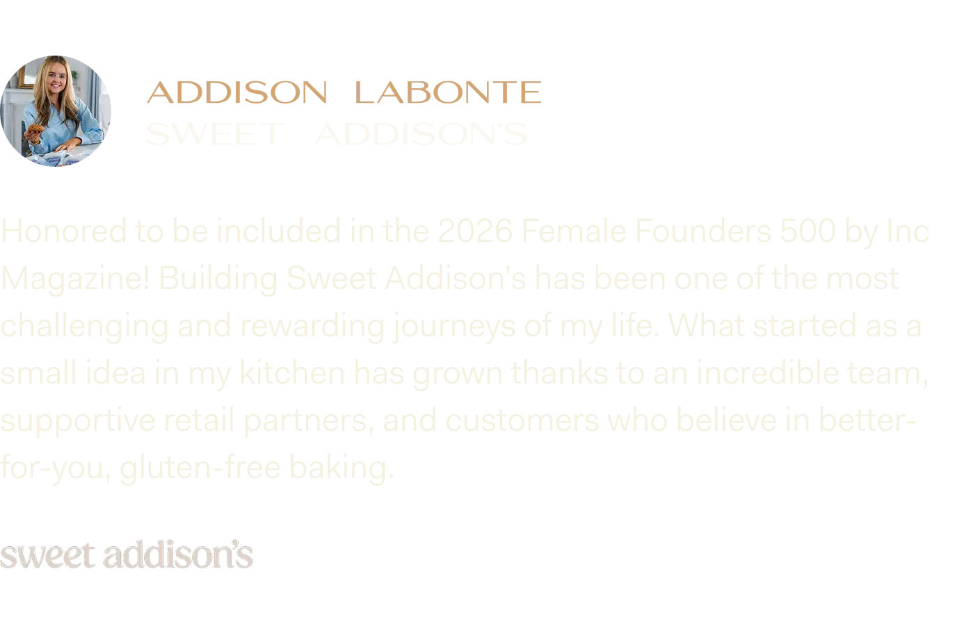 Testimonial from Addison Labonte, Sweet Addison's