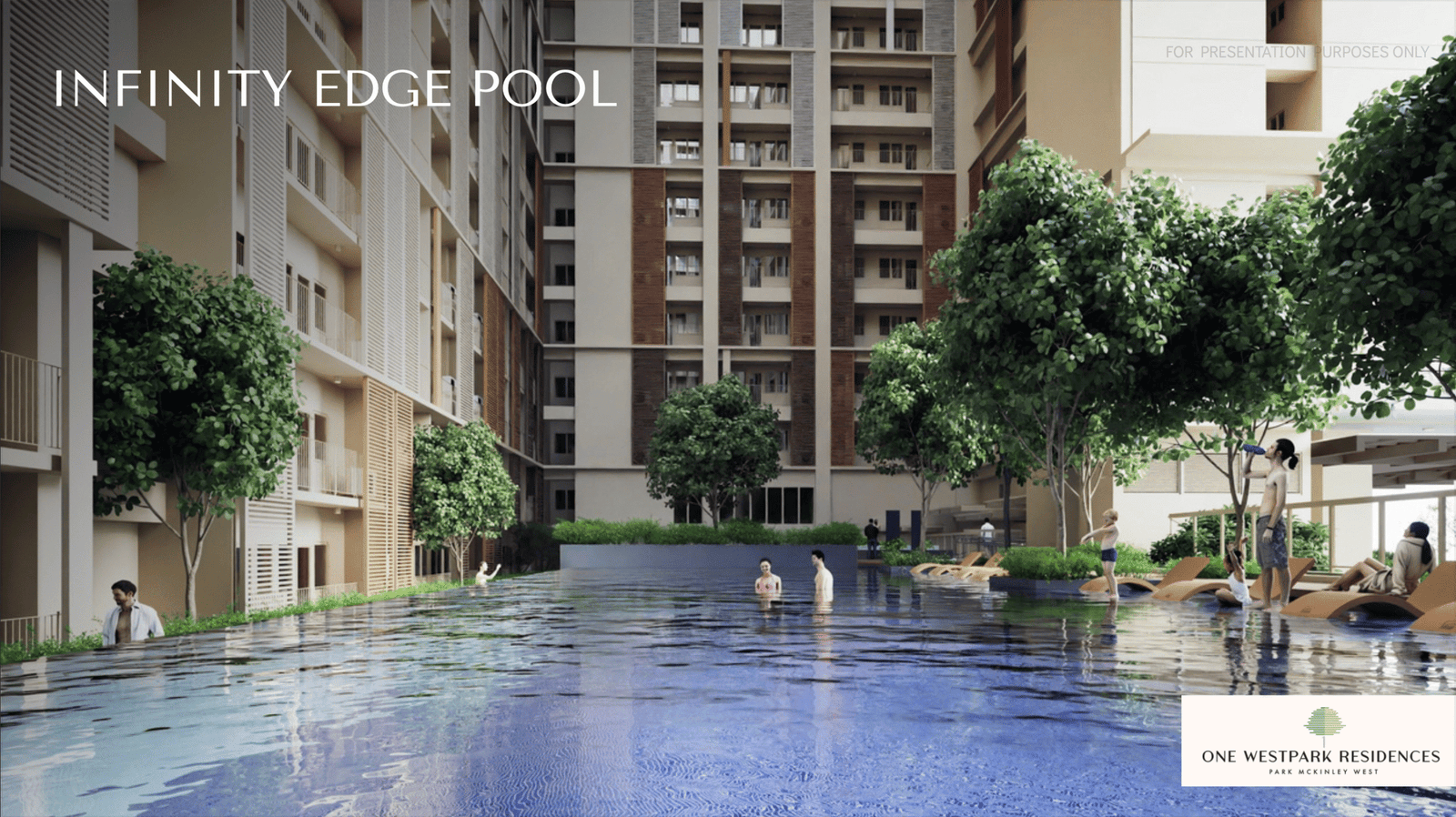 One West Park infinity edge pool amenity render, Manila